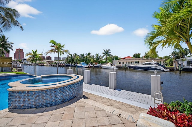 2816 NE 24th Pl, Fort Lauderdale, FL 33305 - dock with a water view and a pool with connected hot tub
