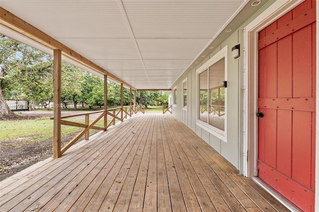 wooden terrace with covered porch