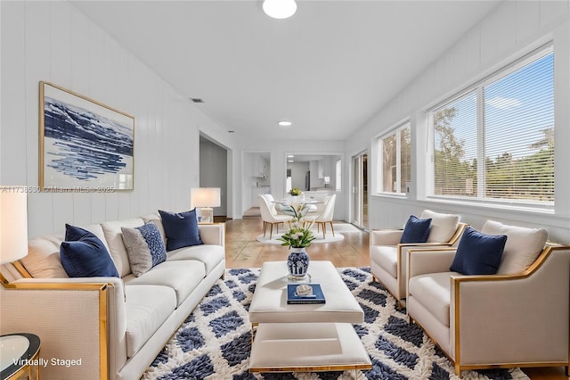 living room featuring light hardwood / wood-style flooring