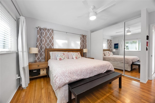 1249 Venetia Ave, Coral Gables, FL 33134 - bedroom with light wood-type flooring, a closet, and ceiling fan