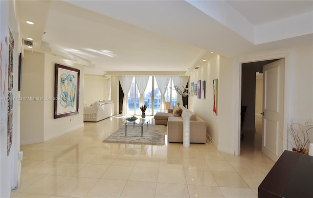 view of tiled living room