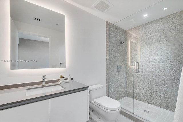 68 SE 6th St Unit 3911, Miami, FL 33131 - bathroom with walk in shower, vanity, and toilet