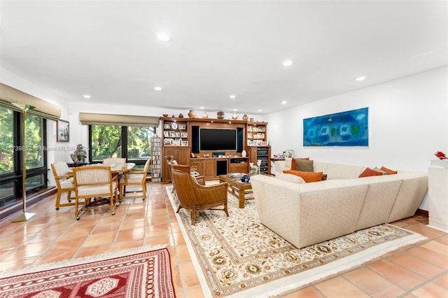 view of tiled living room