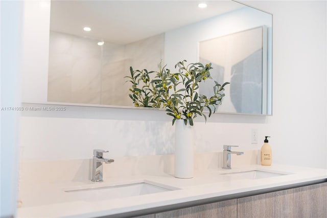 17550 Collins Ave Unit 1501, Sunny Isles Beach, FL 33160 - bathroom with recessed lighting and double vanity