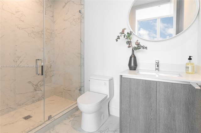 17550 Collins Ave Unit 1501, Sunny Isles Beach, FL 33160 - full bathroom with marble look tiles, a marble finish shower, toilet, and vanity