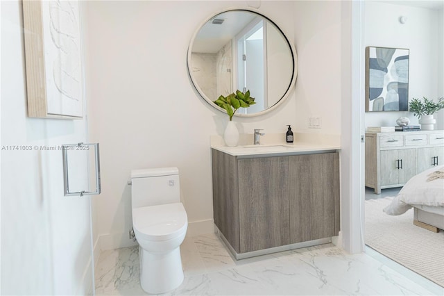 17550 Collins Ave Unit 1501, Sunny Isles Beach, FL 33160 - ensuite bathroom featuring marble finish flooring, baseboards, toilet, and vanity