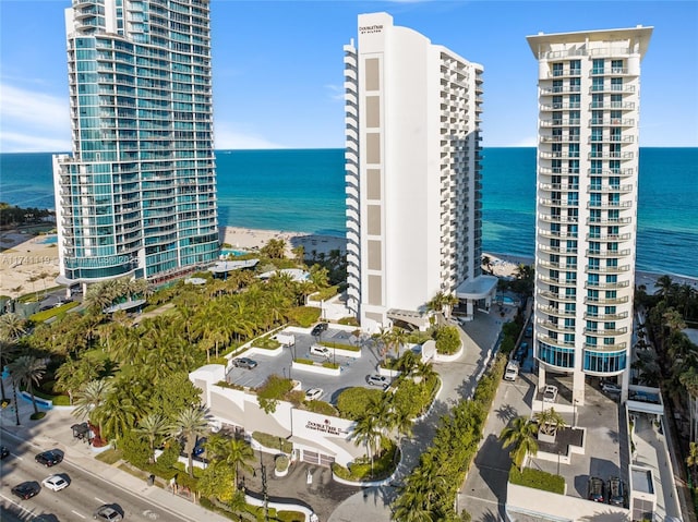 exterior space with a beach view