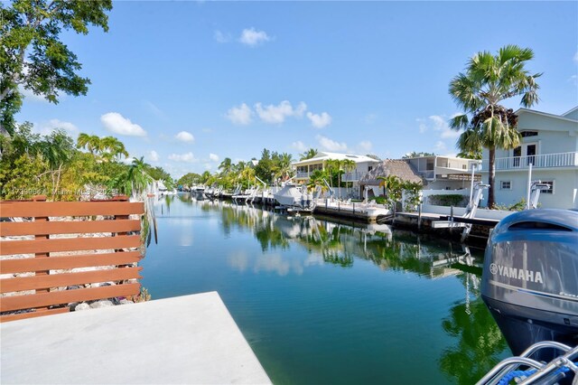 view of dock featuring a water view