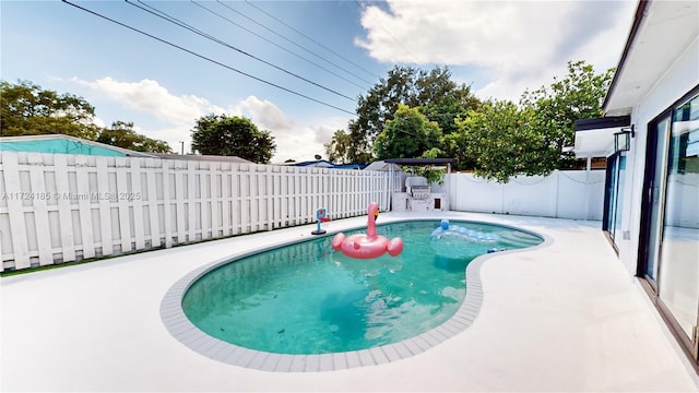 view of pool featuring a patio area