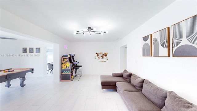 living room with billiards