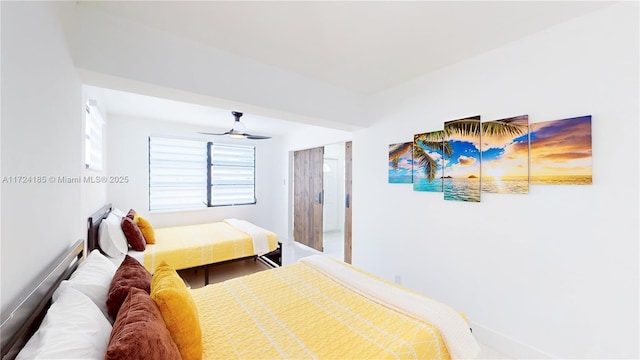 bedroom featuring ceiling fan