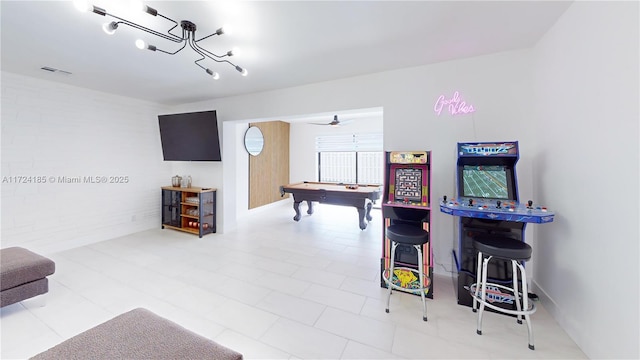 playroom featuring pool table