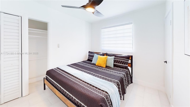 bedroom featuring ceiling fan