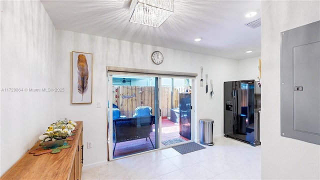 hallway featuring electric panel