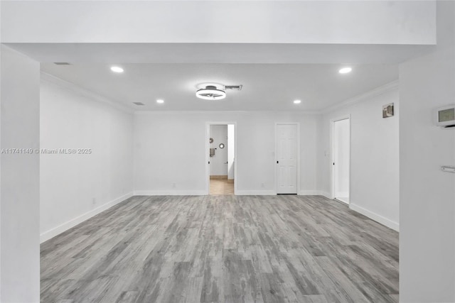11965 SW 15th Ct, Davie, FL 33325 - empty room with ornamental molding, recessed lighting, wood finished floors, and baseboards