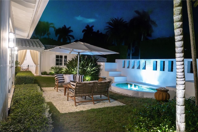 view of swimming pool featuring an outdoor living space