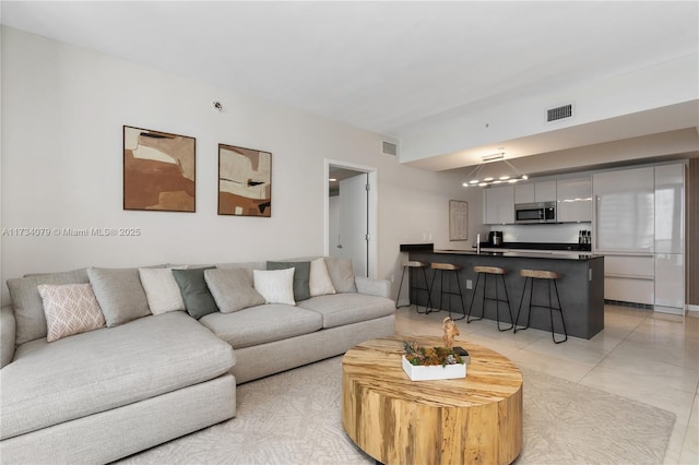 view of tiled living room