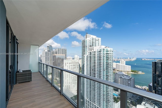 balcony with a water view