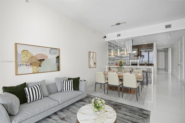 view of tiled living room