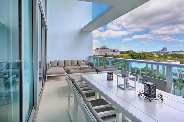 balcony featuring an outdoor living space