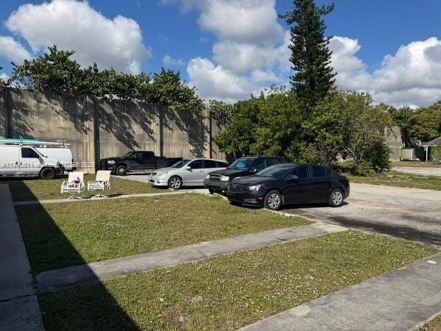 view of car parking with a lawn