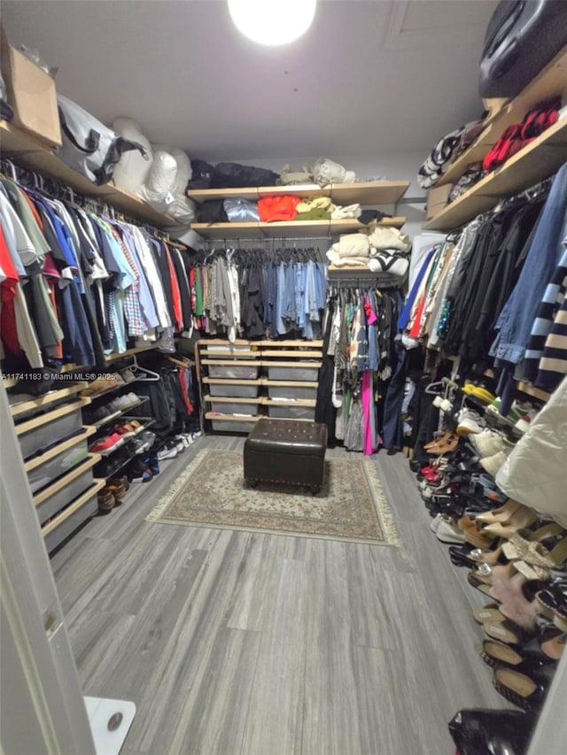 spacious closet with hardwood / wood-style floors