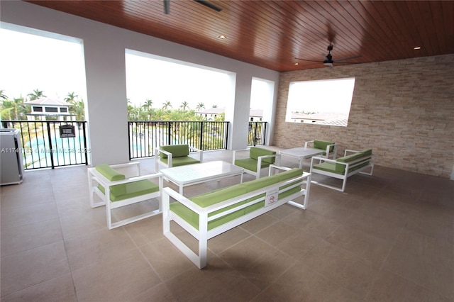 view of patio / terrace with outdoor lounge area and ceiling fan