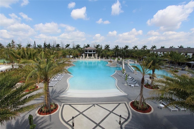 view of pool featuring a patio