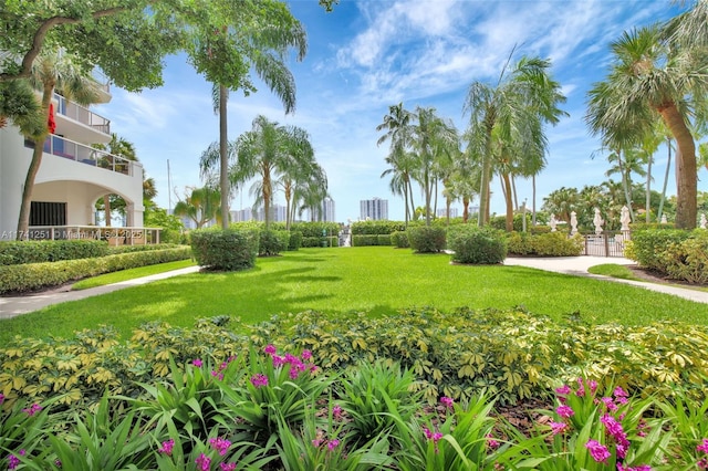 view of property's community featuring a yard