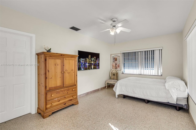 bedroom featuring ceiling fan