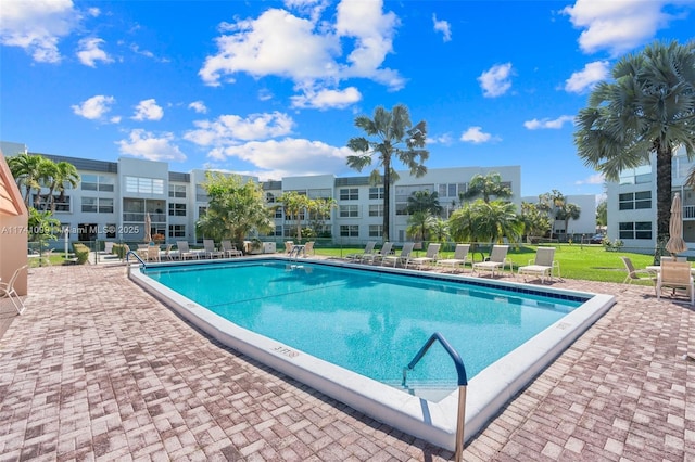 view of pool featuring a patio