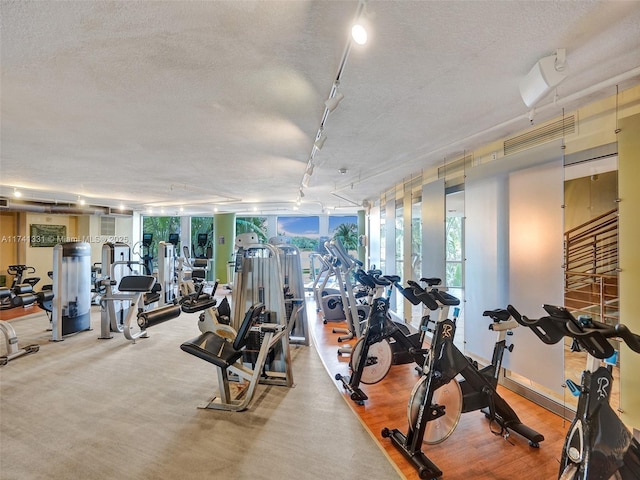 2681 N Flamingo Rd Unit 605S, Sunrise, FL 33323 - exercise room featuring track lighting and a textured ceiling