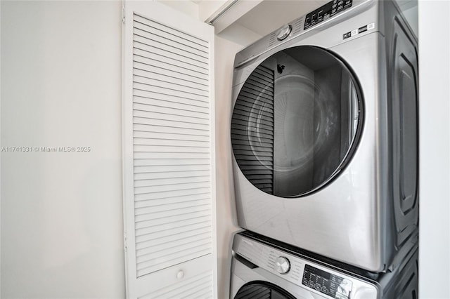 2681 N Flamingo Rd Unit 605S, Sunrise, FL 33323 - washroom with stacked washer and clothes dryer