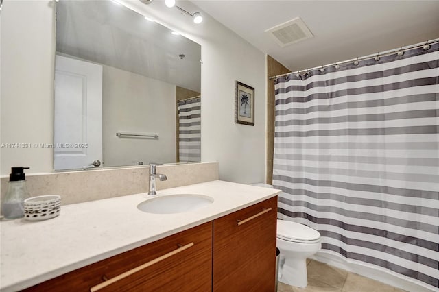 2681 N Flamingo Rd Unit 605S, Sunrise, FL 33323 - full bathroom featuring toilet, vanity, tile patterned flooring, and a shower with curtain