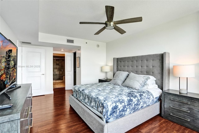 2681 N Flamingo Rd Unit 605S, Sunrise, FL 33323 - bedroom with dark wood-type flooring and a ceiling fan