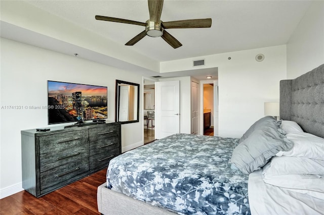 2681 N Flamingo Rd Unit 605S, Sunrise, FL 33323 - bedroom featuring wood finished floors, baseboards, and ceiling fan