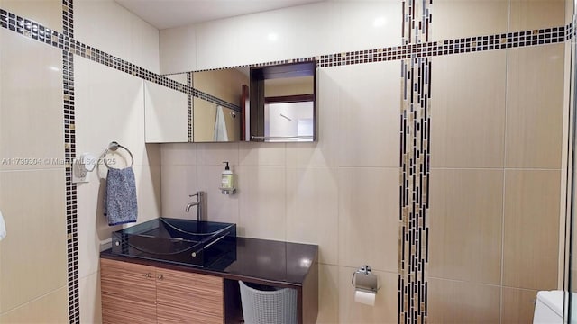 600 N Three Islands Blvd Unit 803, Hallandale Beach, FL 33009 - bathroom with tile walls and vanity