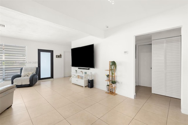 view of tiled living room