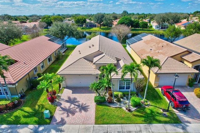 bird's eye view featuring a water view