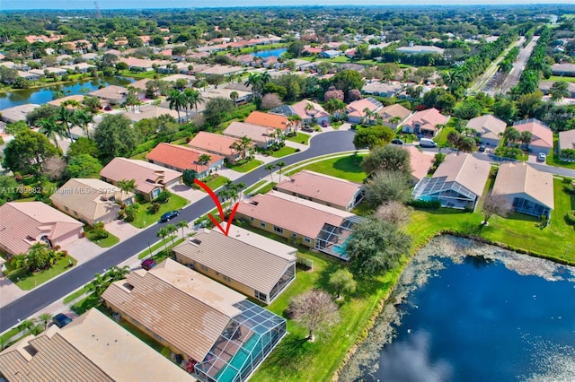 bird's eye view featuring a water view