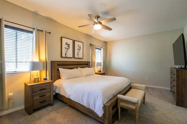 bedroom with carpet flooring and ceiling fan