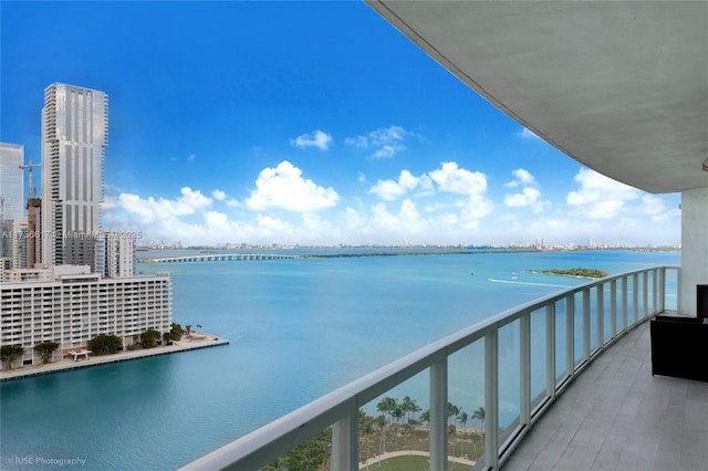 balcony with a water view