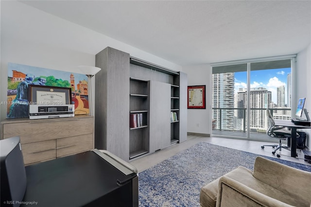 home office with expansive windows