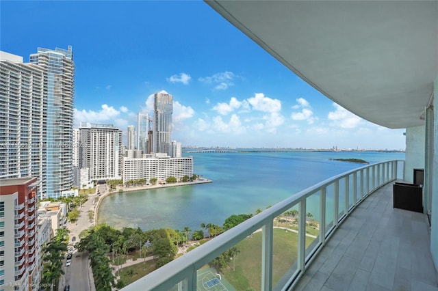 balcony with a water view