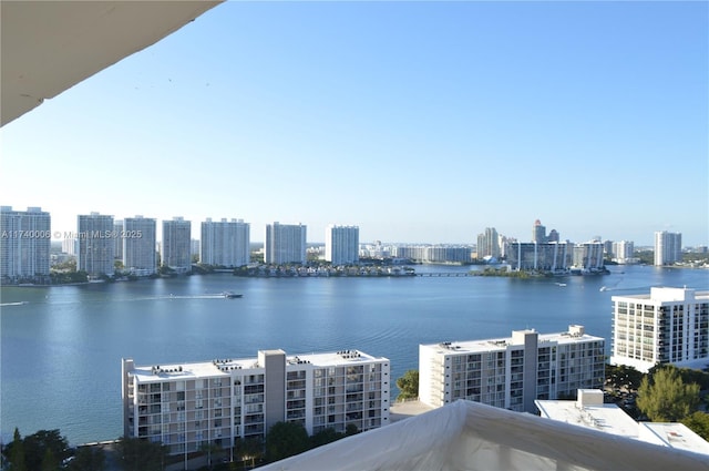 property view of water featuring a view of city
