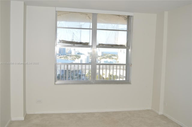 carpeted spare room with baseboards and a wealth of natural light