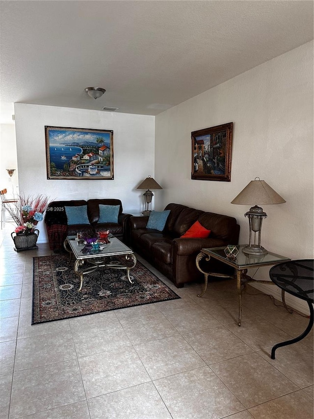 view of tiled living room