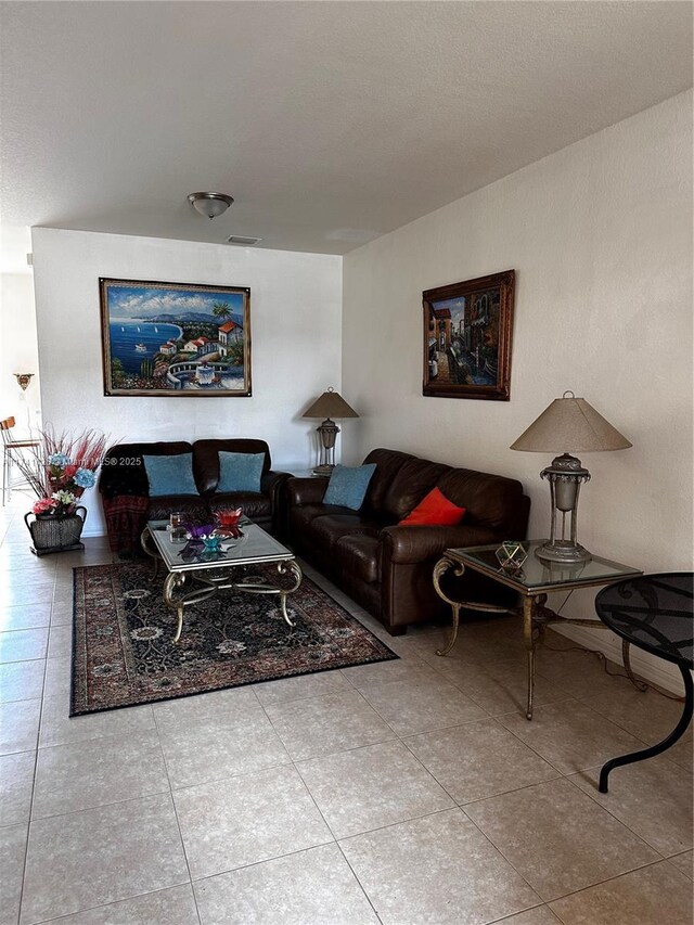 view of tiled living room