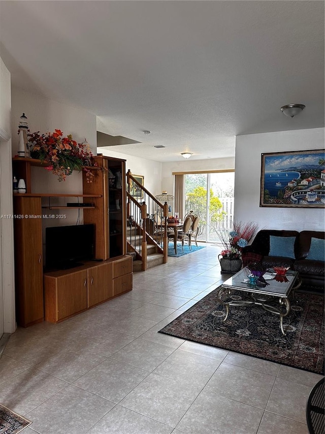 view of tiled living room