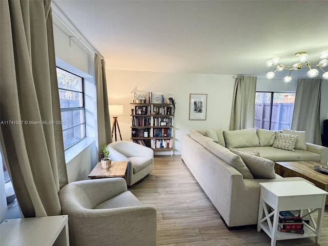 living room featuring light hardwood / wood-style flooring